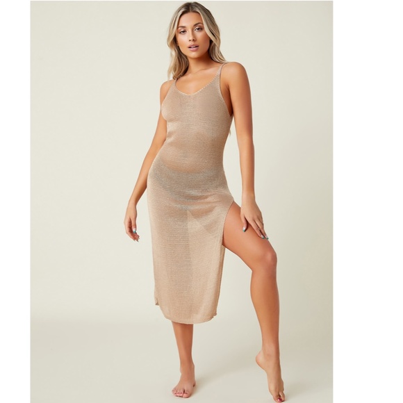 Beige Crochet Backless Cami Coverup Dress - Picture 4 of 7
